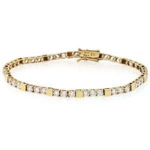 14K SOLID GOLD SIMULATED DIAMOND TENNIS BRACELET